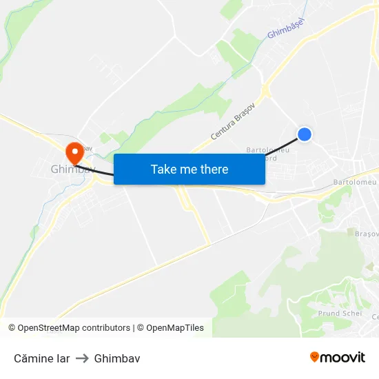 Cămine Iar to Ghimbav map