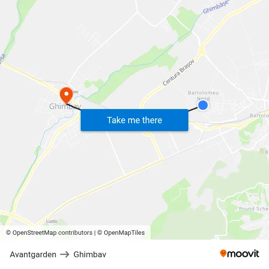 Avantgarden to Ghimbav map