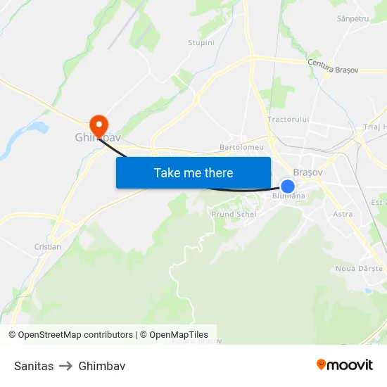 Sanitas to Ghimbav map