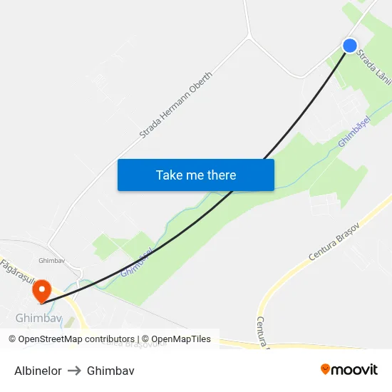Albinelor to Ghimbav map