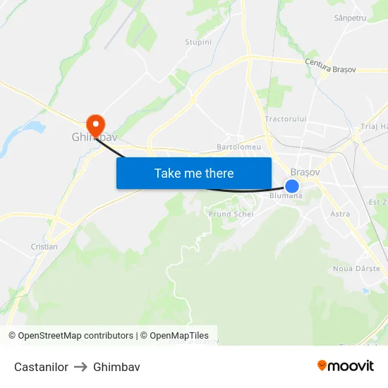 Castanilor to Ghimbav map