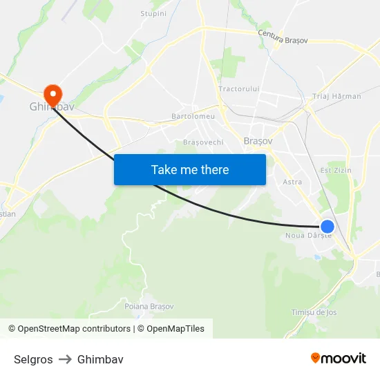 Selgros to Ghimbav map