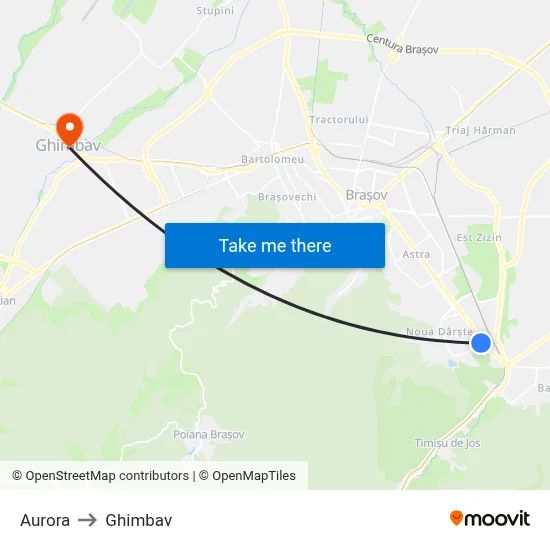 Aurora to Ghimbav map