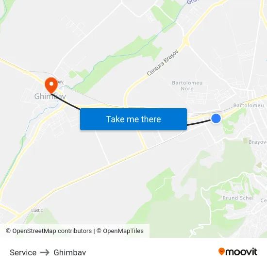 Service to Ghimbav map