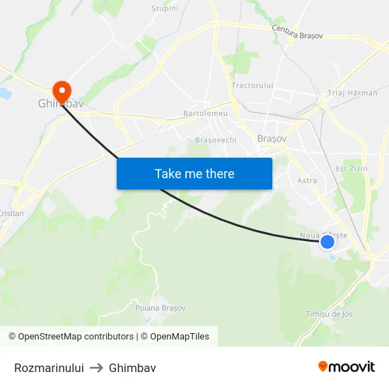 Rozmarinului to Ghimbav map