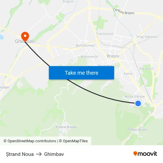 Ștrand Noua to Ghimbav map