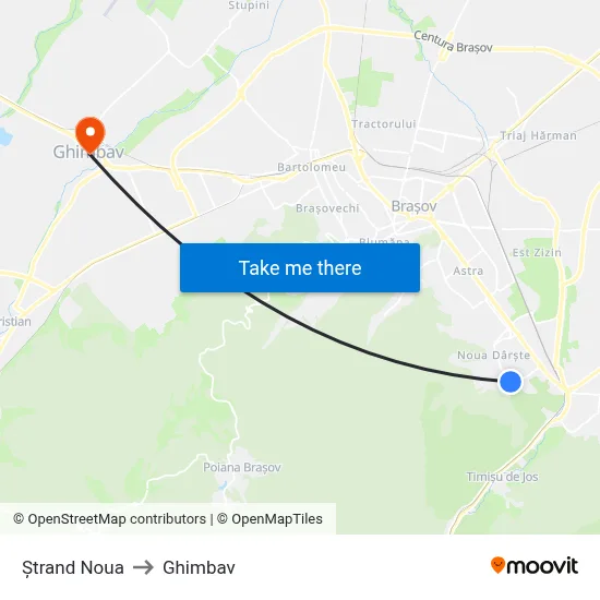 Ștrand Noua to Ghimbav map