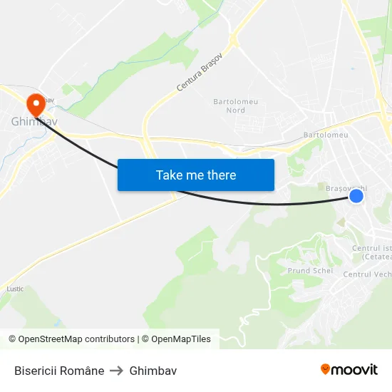 Bisericii Române to Ghimbav map