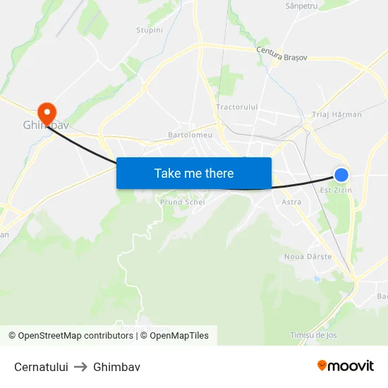 Cernatului to Ghimbav map