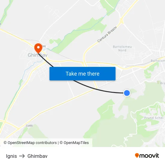 Ignis to Ghimbav map