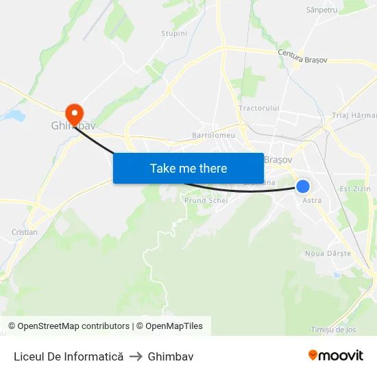 Liceul De Informatică to Ghimbav map