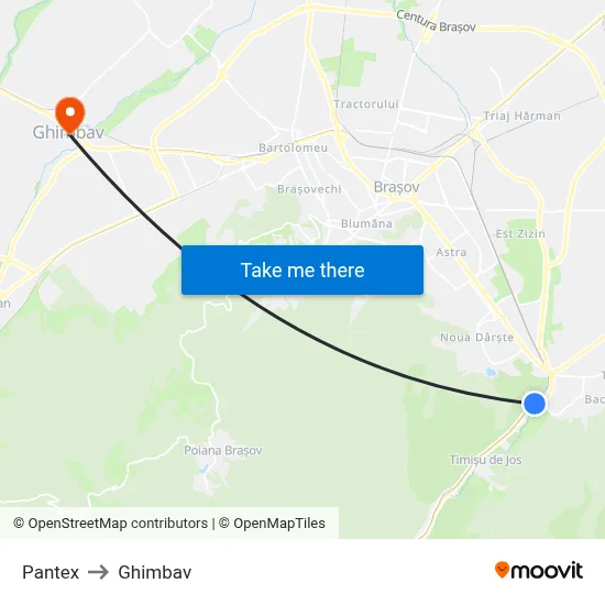 Pantex to Ghimbav map