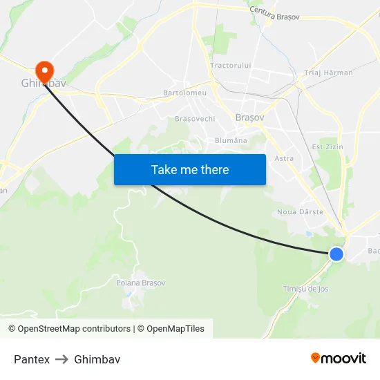 Pantex to Ghimbav map