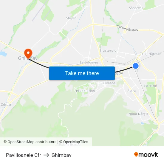 Pavilioanele Cfr to Ghimbav map
