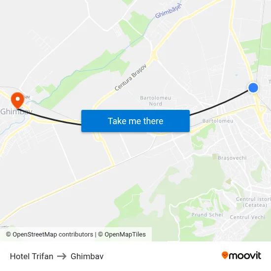 Hotel Trifan to Ghimbav map