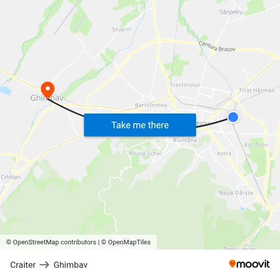 Craiter to Ghimbav map