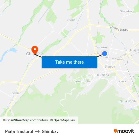 Piața Tractorul to Ghimbav map