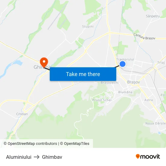 Aluminiului to Ghimbav map