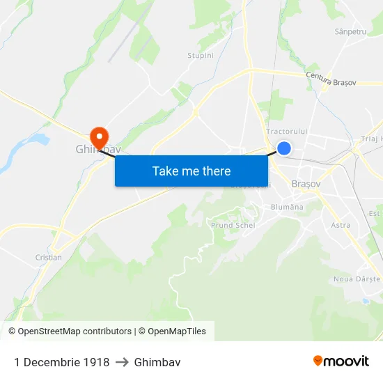 1 Decembrie 1918 to Ghimbav map