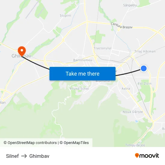 Silnef to Ghimbav map