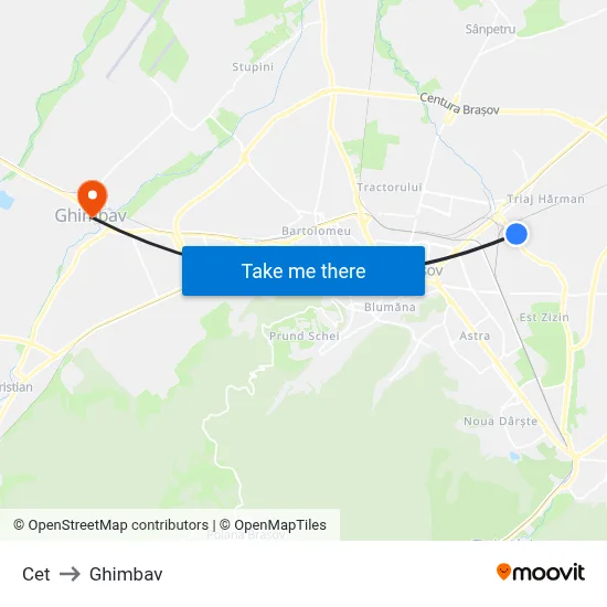 Cet to Ghimbav map