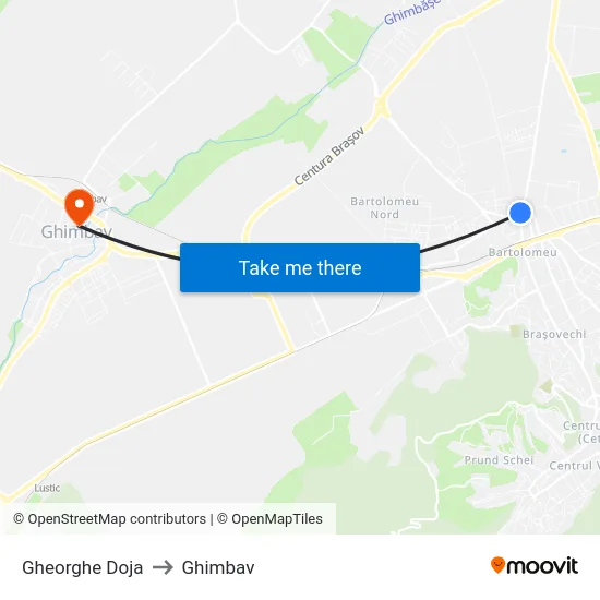 Gheorghe Doja to Ghimbav map