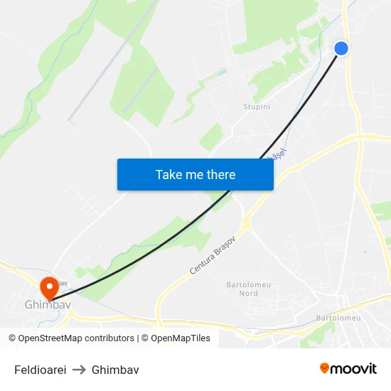 Feldioarei to Ghimbav map