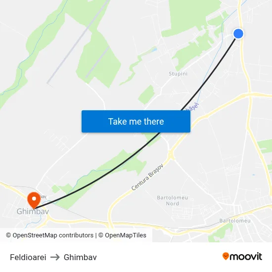 Feldioarei to Ghimbav map