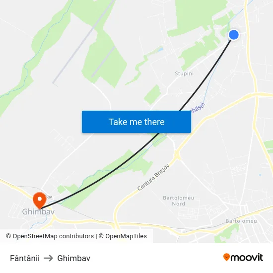 Fântânii to Ghimbav map