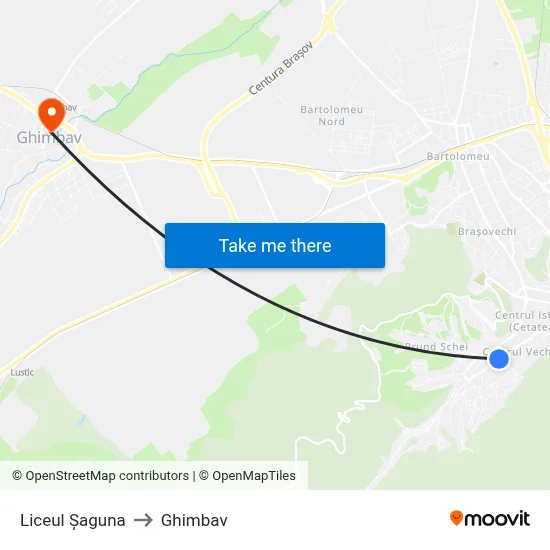 Liceul Șaguna to Ghimbav map