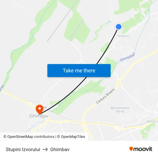 Stupini Izvorului to Ghimbav map