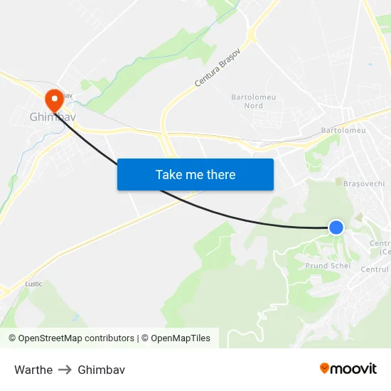 Warthe to Ghimbav map