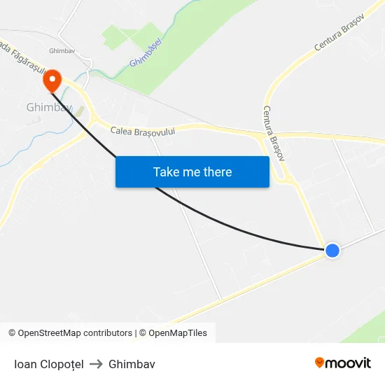 Ioan Clopoțel to Ghimbav map
