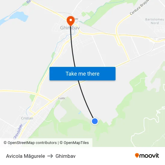 Avicola Măgurele to Ghimbav map