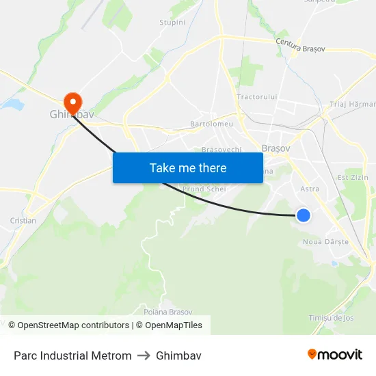 Parc Industrial Metrom to Ghimbav map
