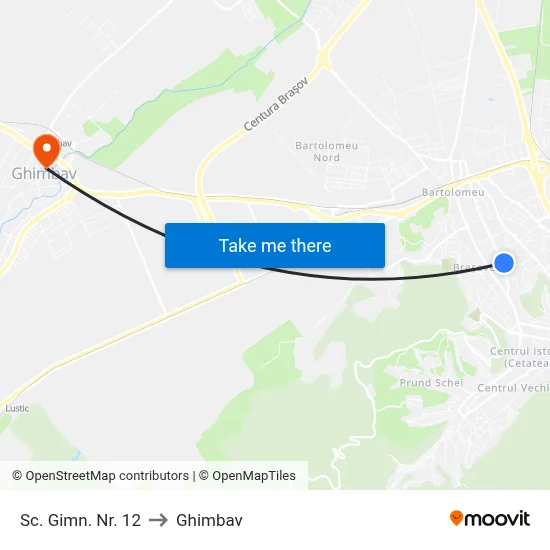Sc. Gimn. Nr. 12 to Ghimbav map