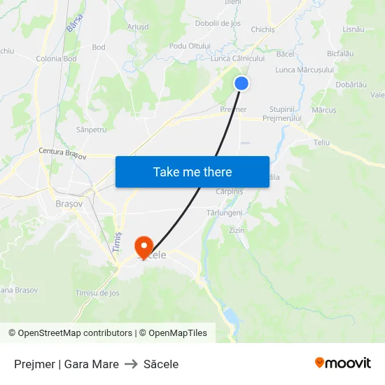 Prejmer | Gara Mare to Săcele map