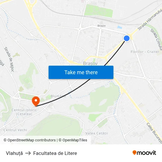 Vlahuță to Facultatea de Litere map