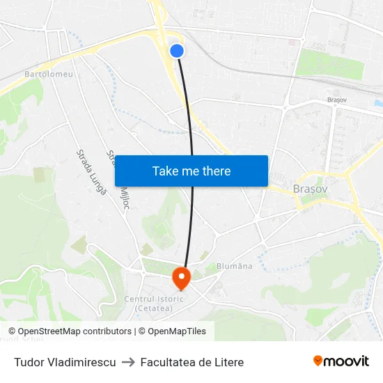 Tudor Vladimirescu to Facultatea de Litere map