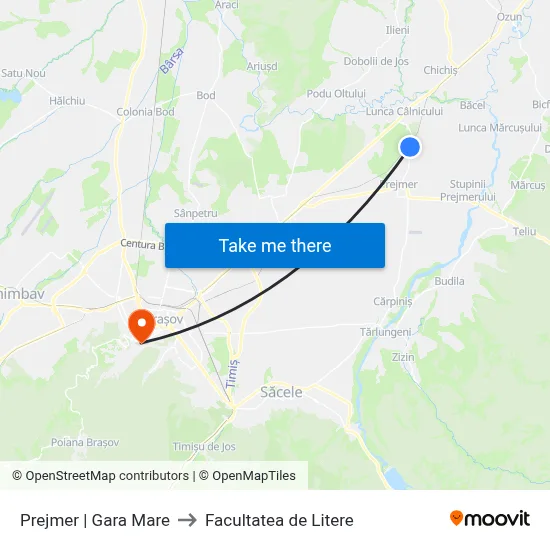 Prejmer | Gara Mare to Facultatea de Litere map