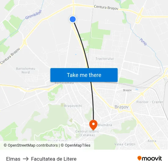 Elmas to Facultatea de Litere map