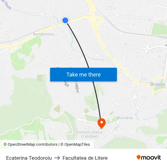 Ecaterina Teodoroiu to Facultatea de Litere map