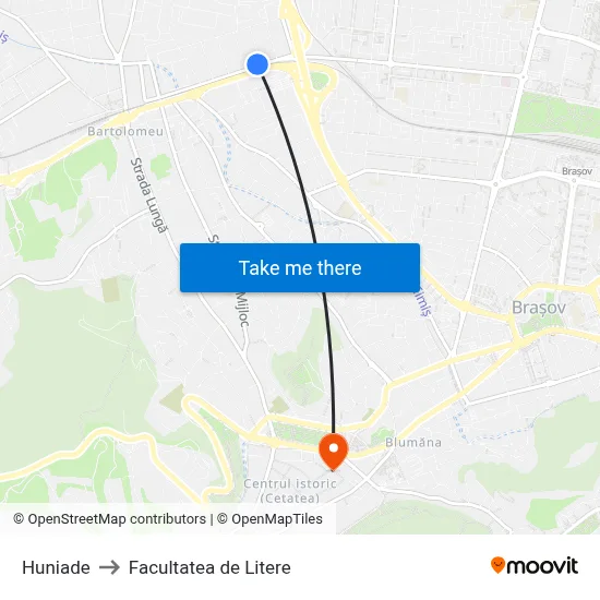 Huniade to Facultatea de Litere map