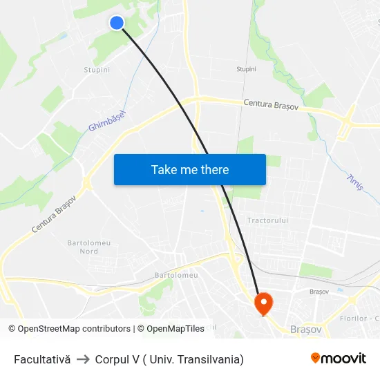 Facultativă to Corpul V ( Univ. Transilvania) map