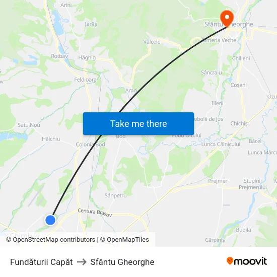Fundăturii Capăt to Sfântu Gheorghe map