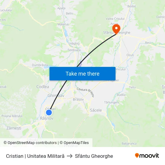 Cristian | Unitatea Militară to Sfântu Gheorghe map