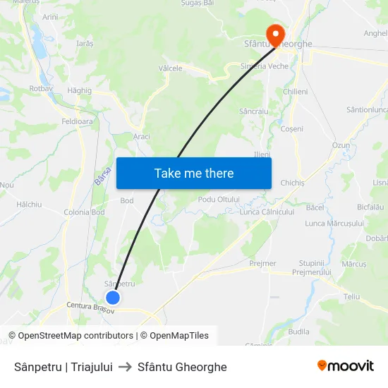 Sânpetru | Triajului to Sfântu Gheorghe map