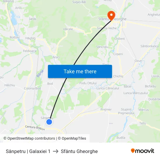 Sânpetru | Galaxiei 1 to Sfântu Gheorghe map