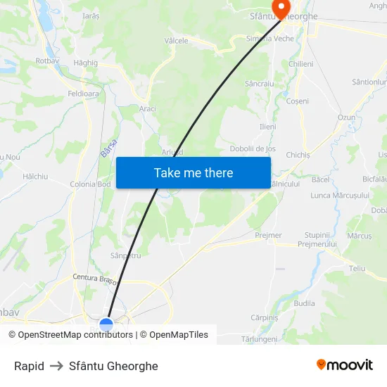 Rapid to Sfântu Gheorghe map