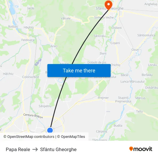 Papa Reale to Sfântu Gheorghe map